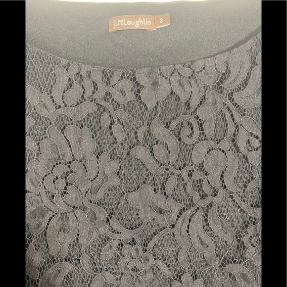 - J. McLaughlin Nicola Black Tiered Lace Dress 3/4 sleeves - Picture 9 of 10